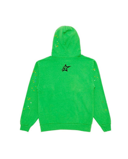 Sp5der Punk v2 Rhinestone Hoodie Bright Green