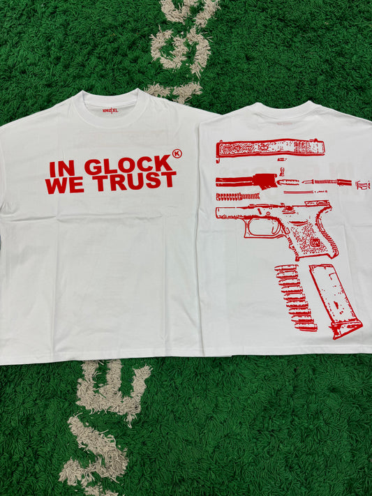 In Glock We Trust Tee White Red Size Small (New)