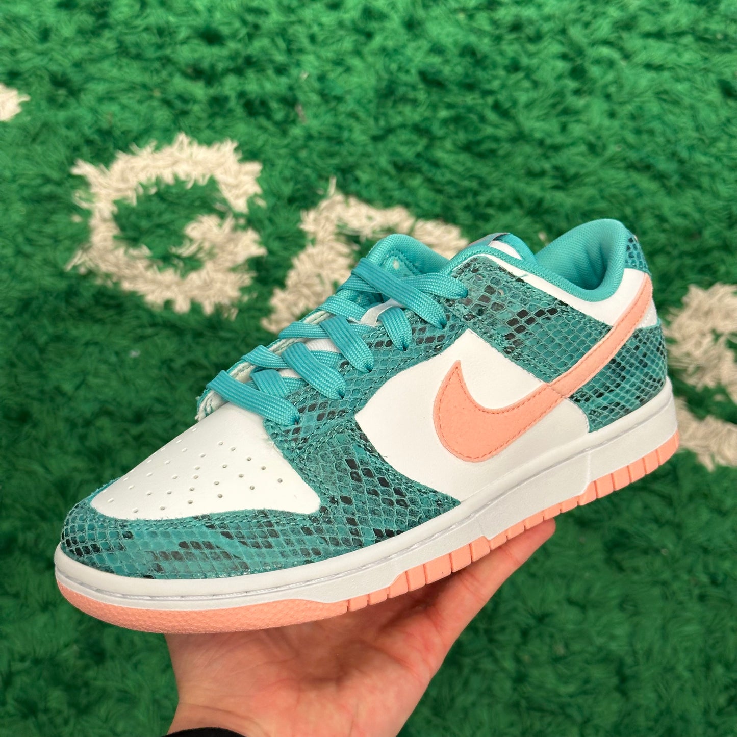 Nike Dunk Low Washed Snakeskin Teal Size 7Y (New)