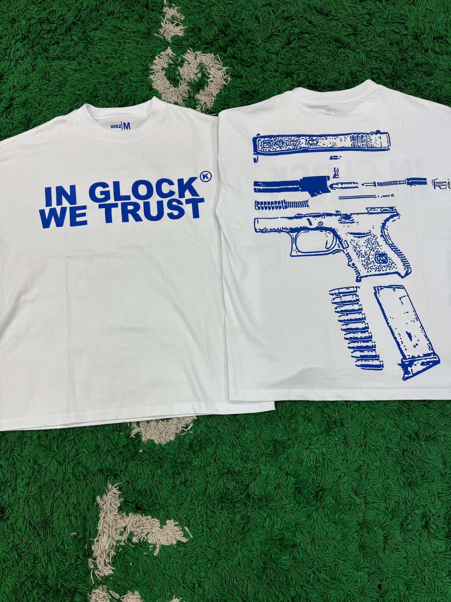 In Glock We Trust Tee White Blue Size Medium (New)