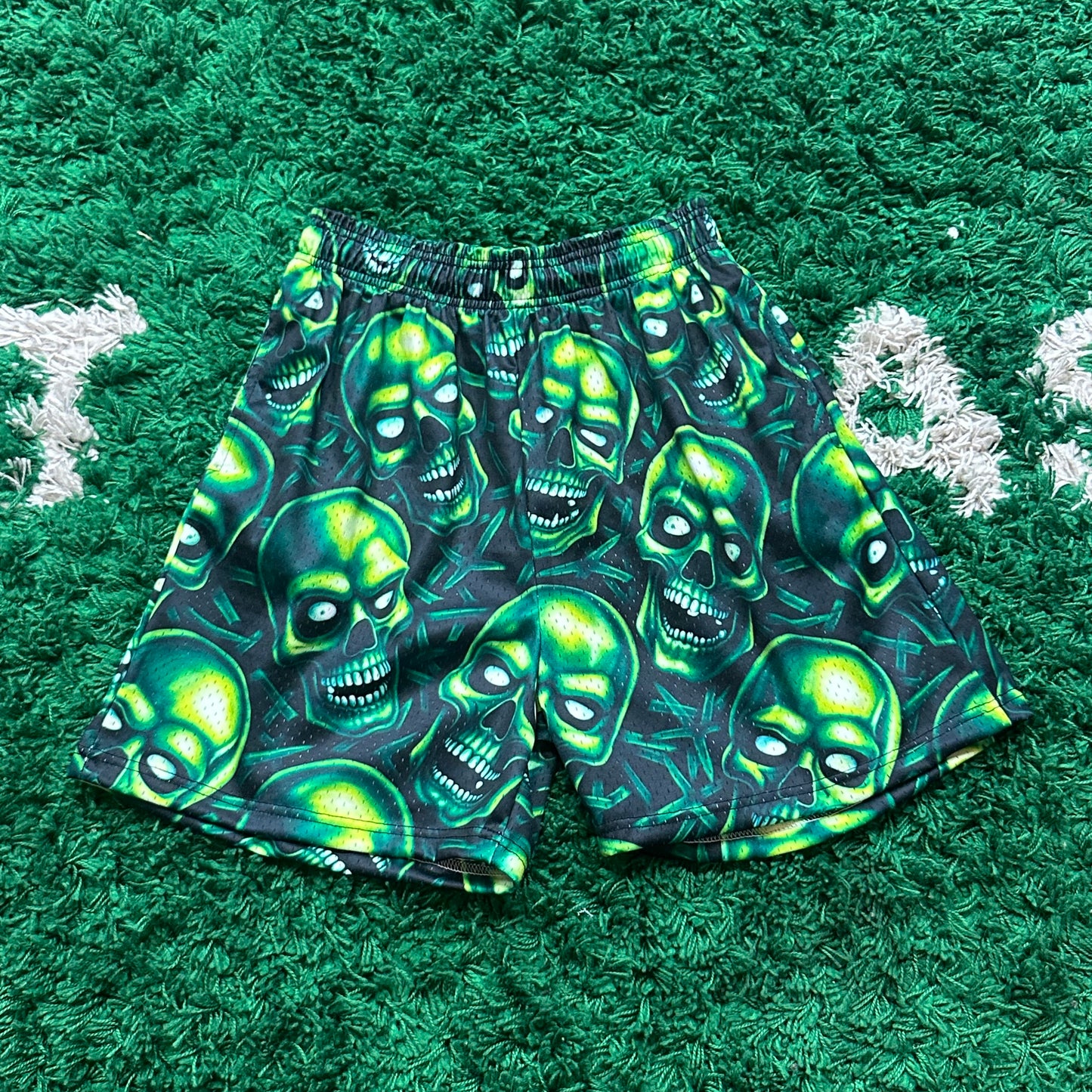 Green Skull Shorts Size L (Brand New)