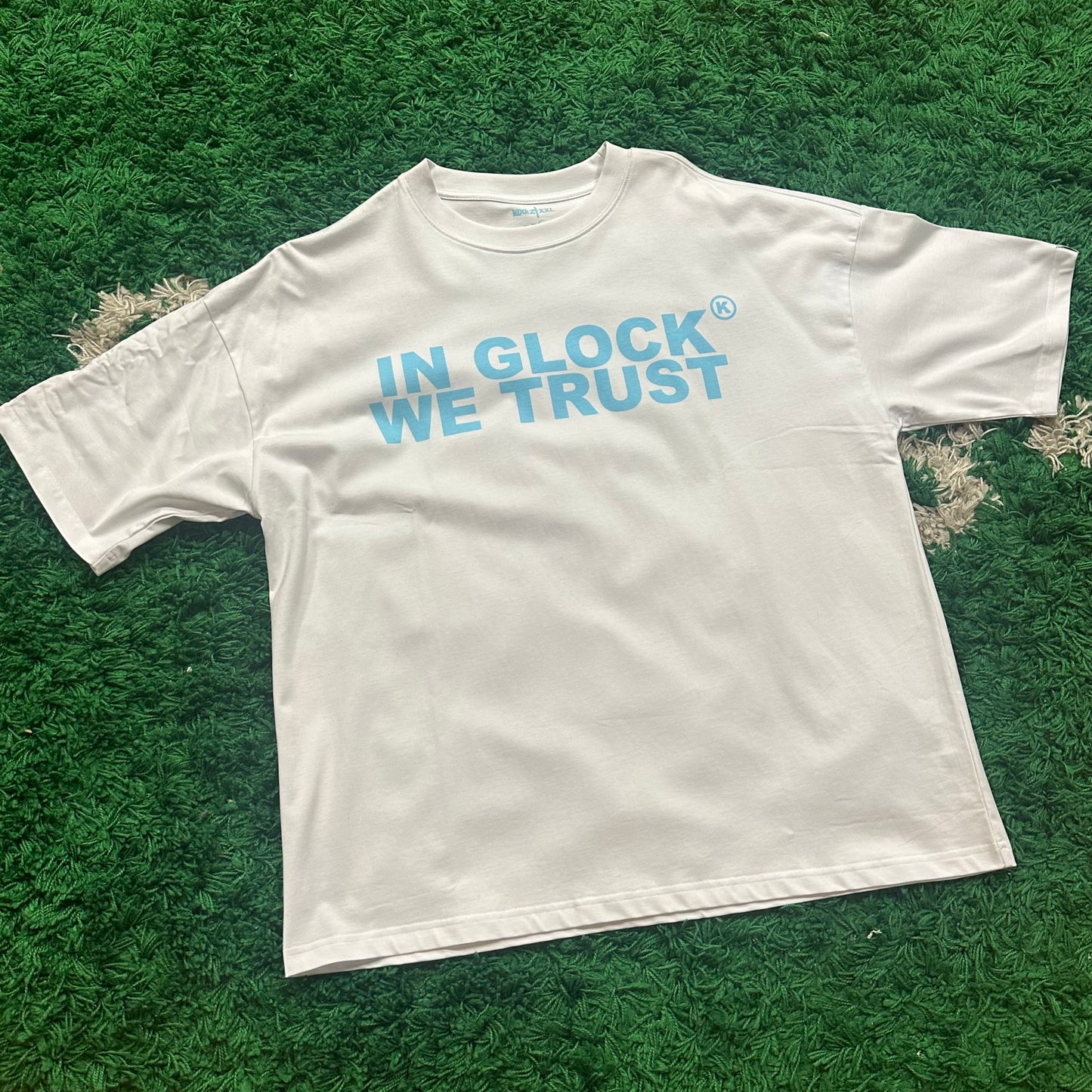 In Glock We Trust White Light Blue Size XXL (Brand New)