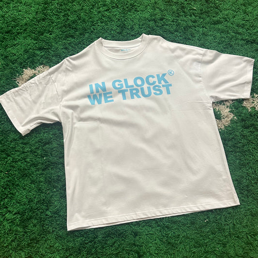 In Glock We Trust White Light Blue Size XXL (Brand New)