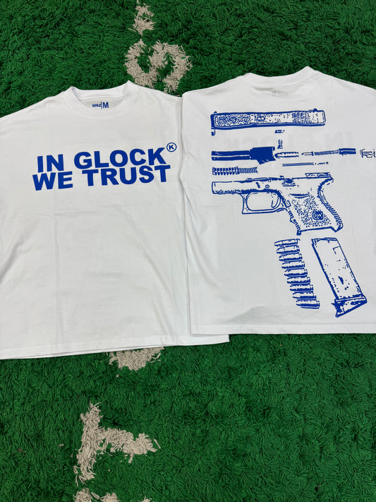 In Glock We Trust Tee White Blue Size XLarge (New)