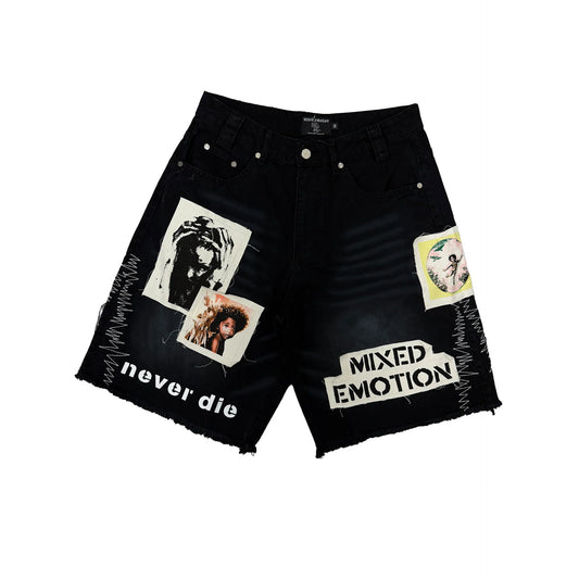 Mixed Emotions Black Chaos Jorts Size 36 (Brand New)