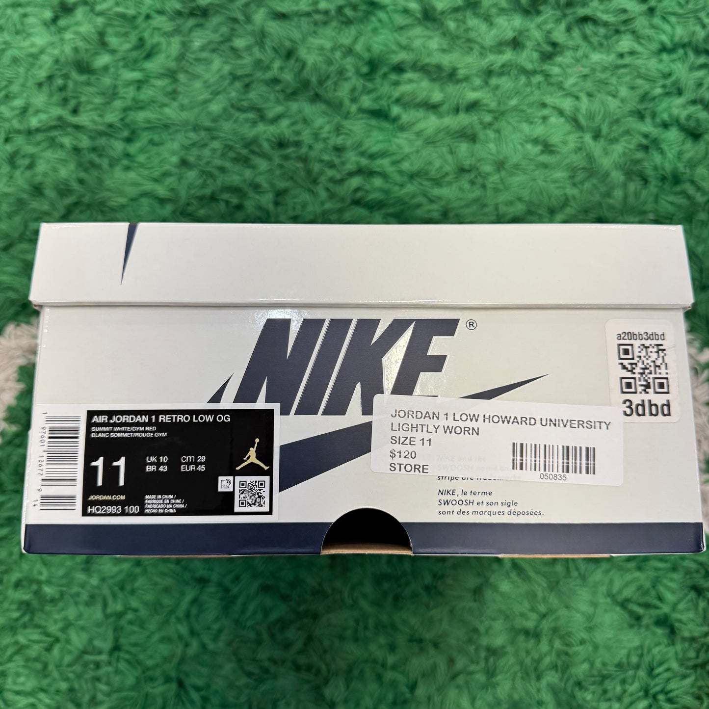 Jordan 1 Low Howard University Size 11 (Worn)