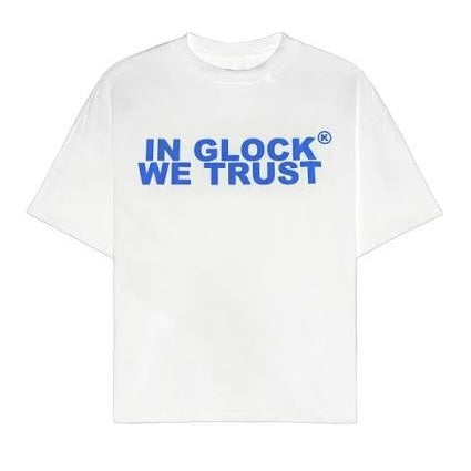 In Glock We Trust White Blue (Multiple Sizes) (Brand New)