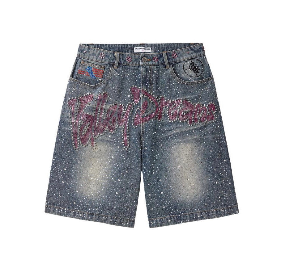 Vale Forever Iced Out Jorts Mid Blue