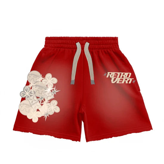 Retrovert Patch Shorts Red